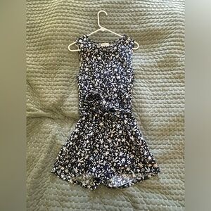 Floral Sleeveless Button-Front Romper with Tie at Waist
